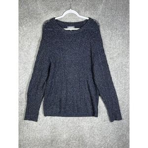 Bonobos‎ Wool Blend Cable Knit Sweater Mens XL Slim Fit Long Sleeve Blue White